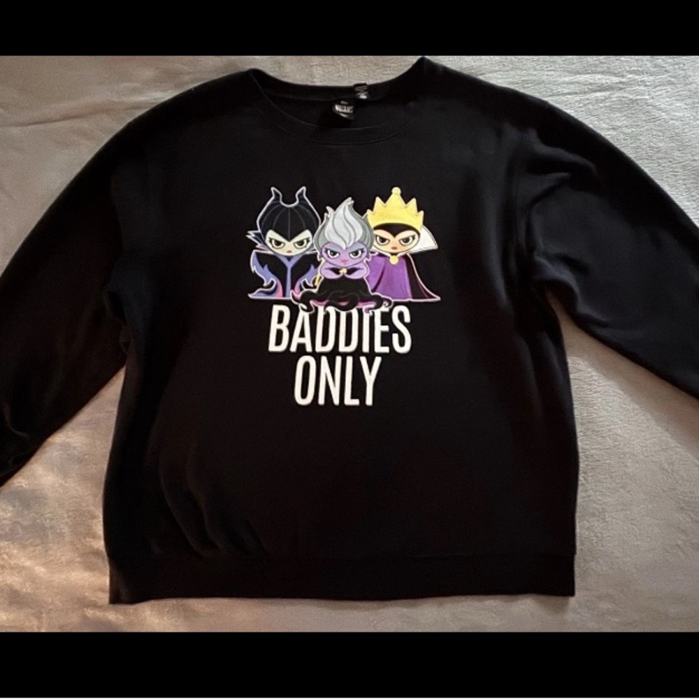 Baddies Only Disney Villains Womens Sweatshirt 1x Black Maleficent Queen Rare